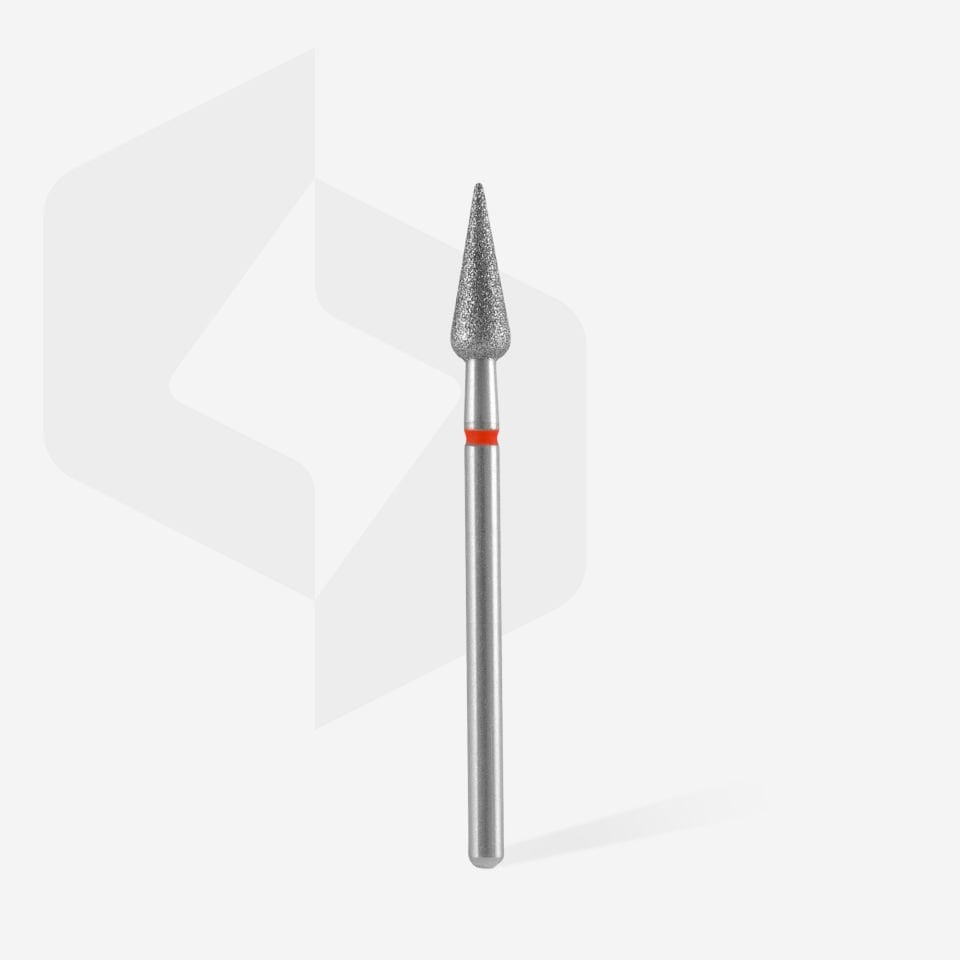 Elmas Sivri Armut Freze, Kırmızı, Çap 4 mm, Çalışma Kısmı 12 mm