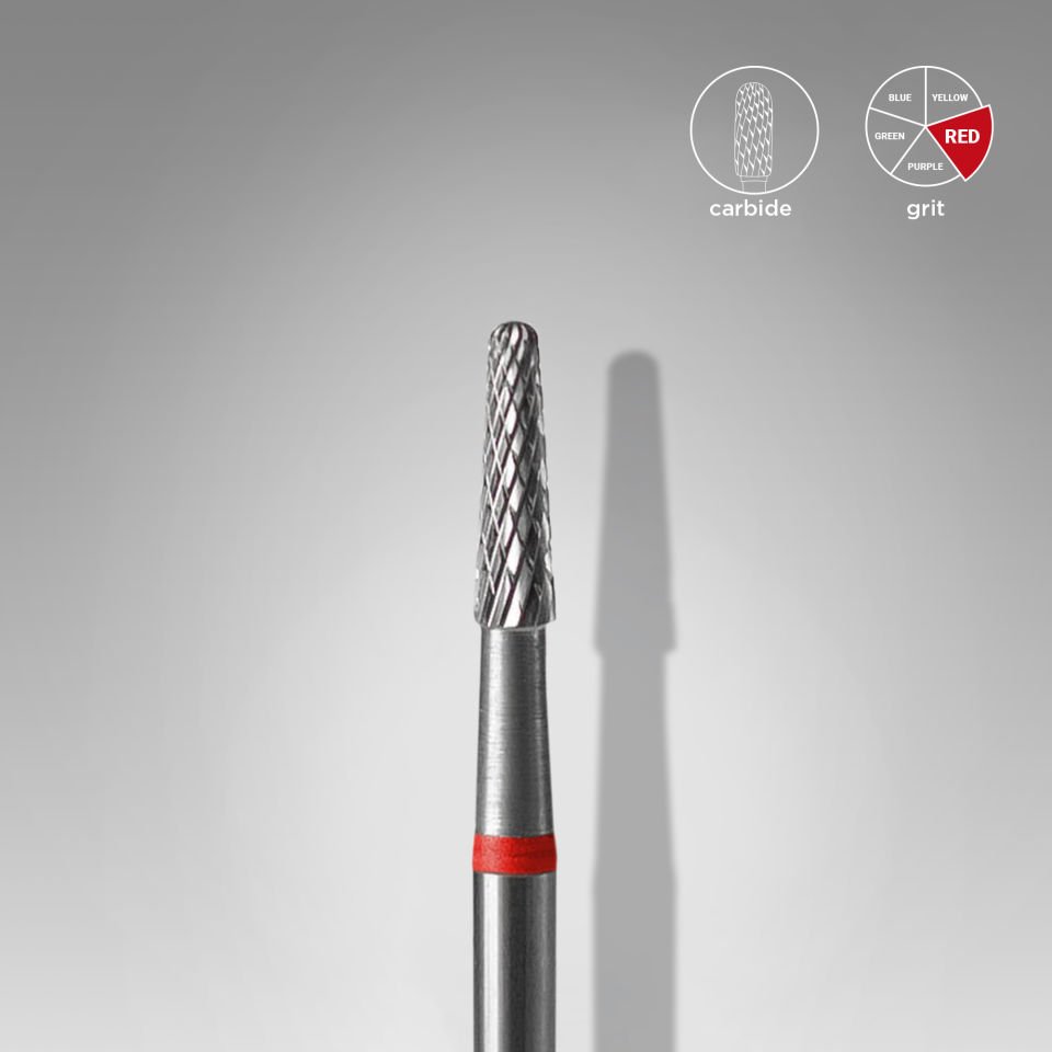 Sert Alaşım Koni Freze, Kırmızı, Çap 2,3 mm / Çalışma Kısmı 8 mm