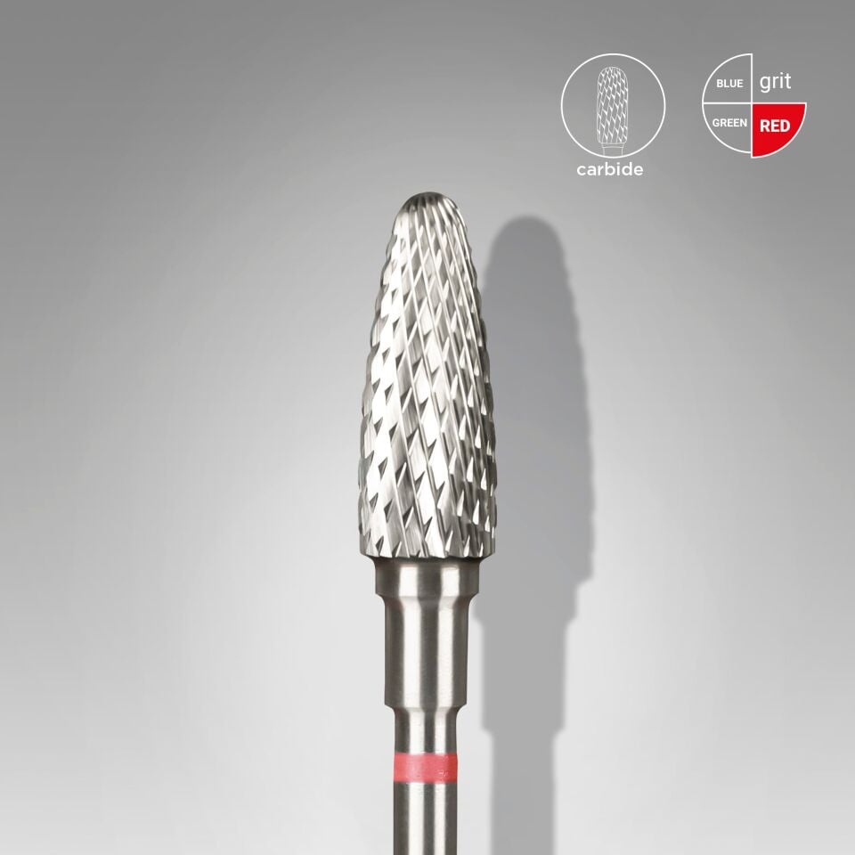 Sert Alaşım Mısır Freze, Kırmızı, Çap 5 mm / Çalışma Kısmı 13 mm