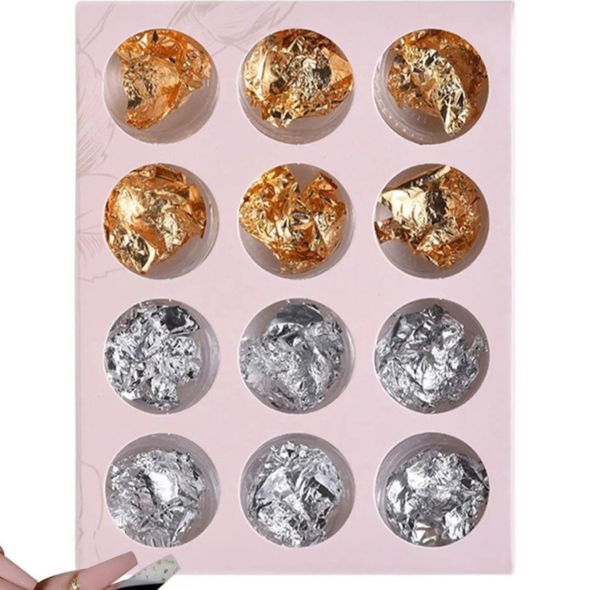 12li Folyo Tırnak Süsleme Nail Art Gold Silver