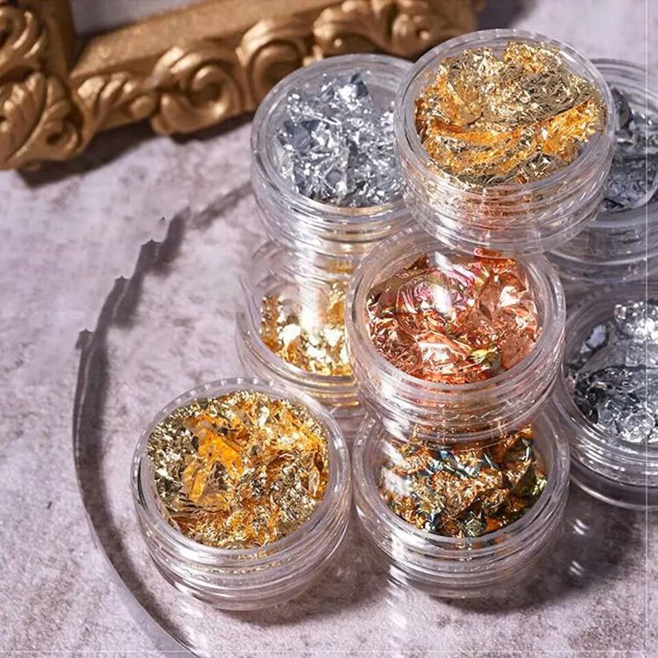 12li Folyo Tırnak Süsleme Nail Art Gold Silver