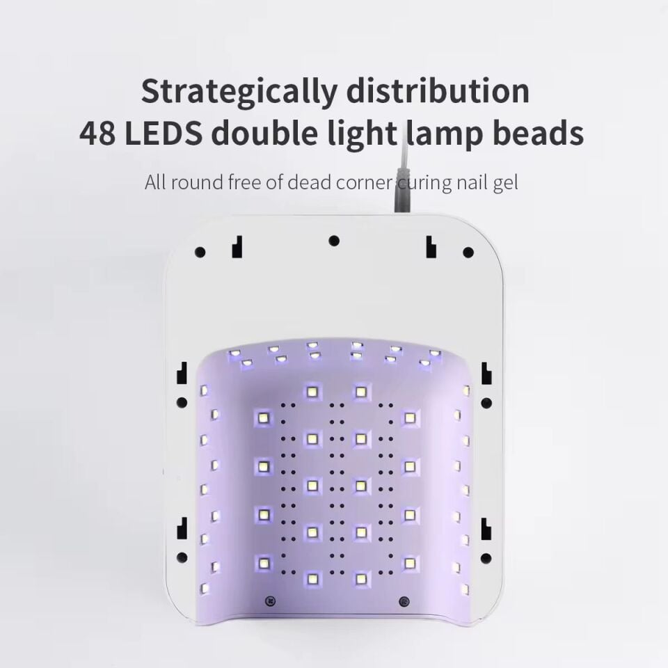 T9 48Led Profesyonel Deri Yüzeyli UV LED Manikür Tırnak Kurutucu Lamba (Metal Aynalı Alt Taban) 48W