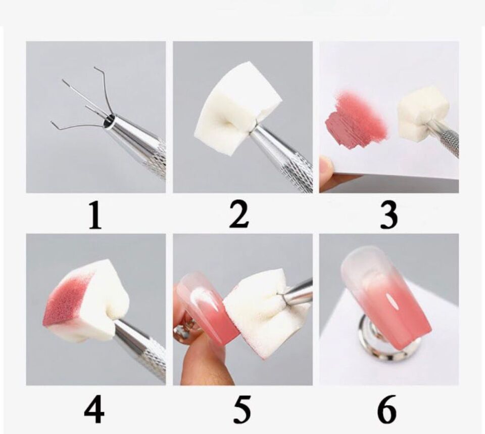 200 Adet Yedek Sünger Metal Tutuculu Nail Art Ombre Süngeri Seti