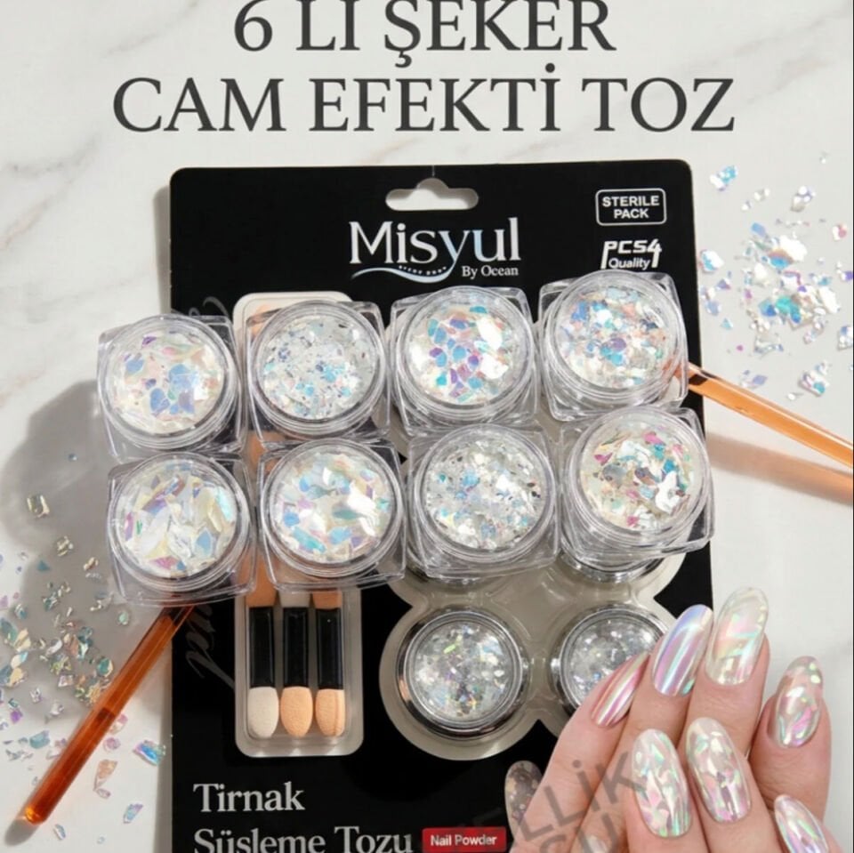 6'lı Şeker Cam Efekt Süs mis-3705