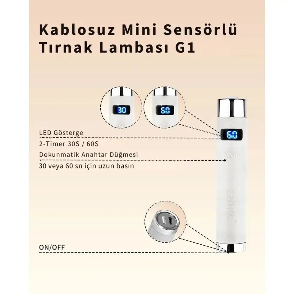 G1 Sensörlü Mini Ai Uv Led Lamba Manyetik Standlı Manikür Tırnak Kurutucu 5w