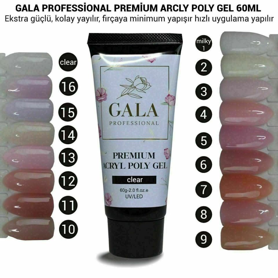 GALA PREMİUM ARCLY POLY JEL 60 ML ŞEFFAF (CLEAR)