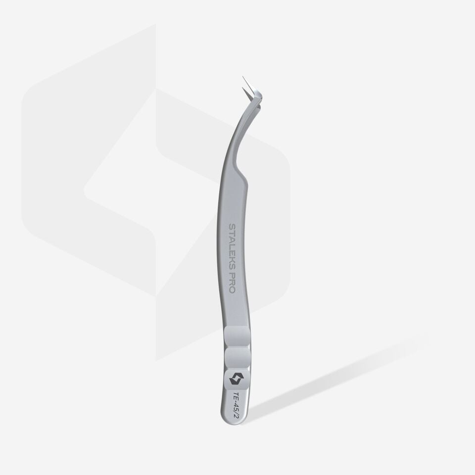 STALEKS EXPERT 45 TYPE 2 Çentikli, L şekilli, 40° profesyonel kirpik uzatma cımbızı