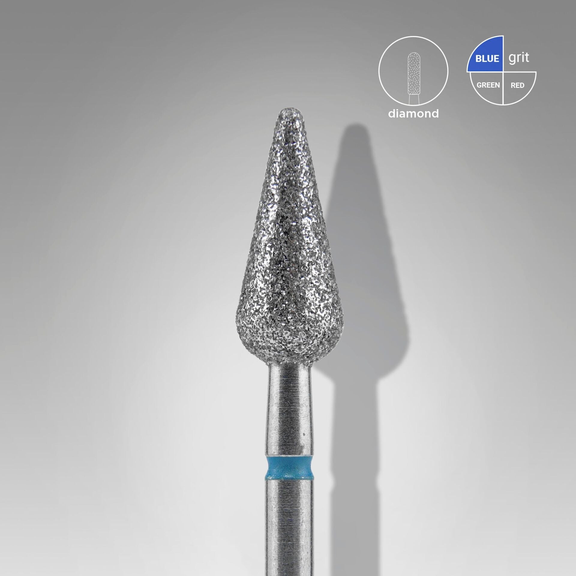 STALEKS EXPERT Elmas freze sivri armut mavi, çap 5 mm, çalışma kısmı 12 mm