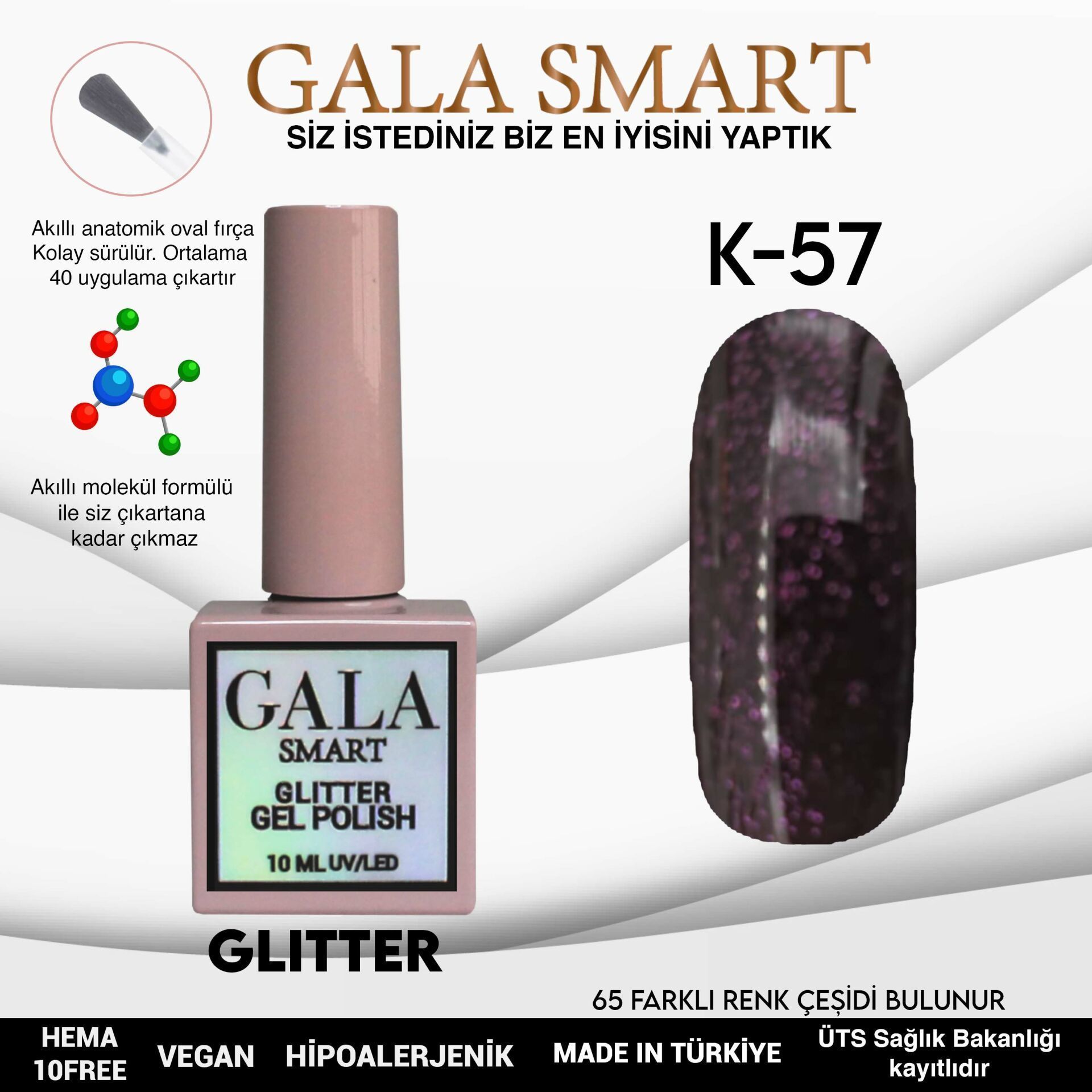GALA GLITTER KALICI OJE 10ml K57