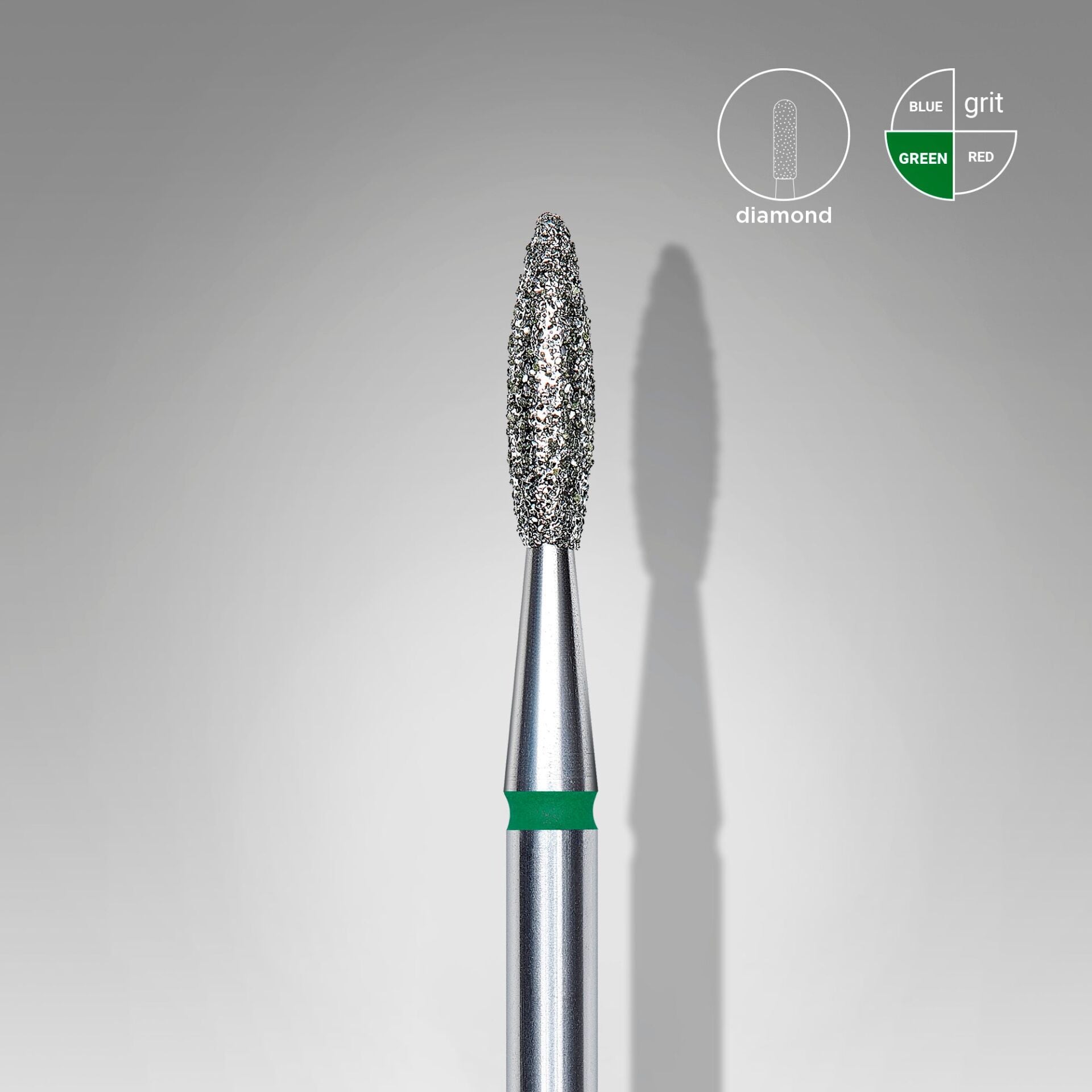STALEKS EXPERT Elmas freze ''alev'' yeşil, çap 2,1 mm, çalışma kısmı 8 mm