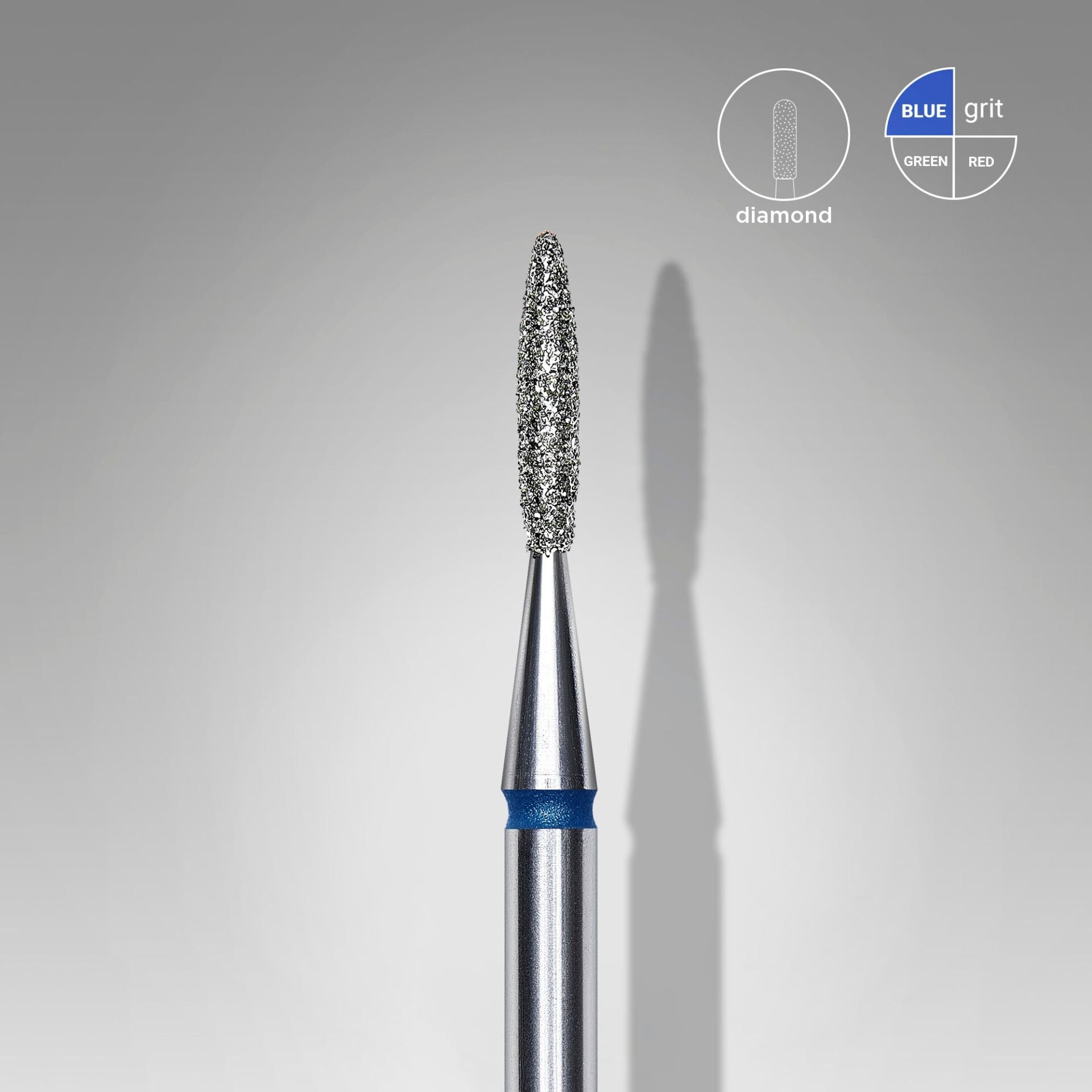 STALEKS EXPERT Elmas frez, sivri alev mavi, çap 1,6 mm, çalışma kısmı 8 mm