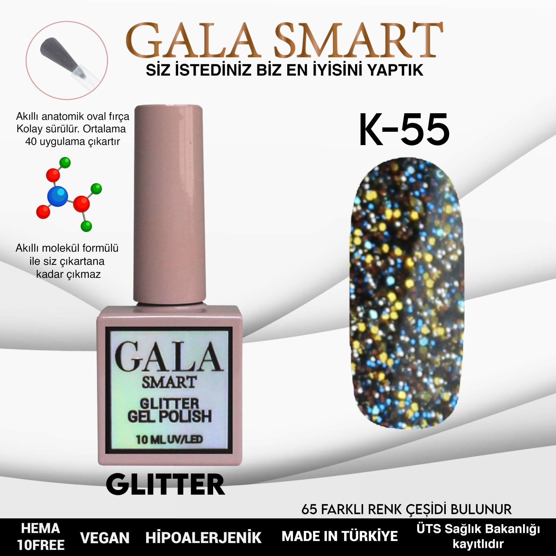 GALA GLITTER KALICI OJE 10ml K55