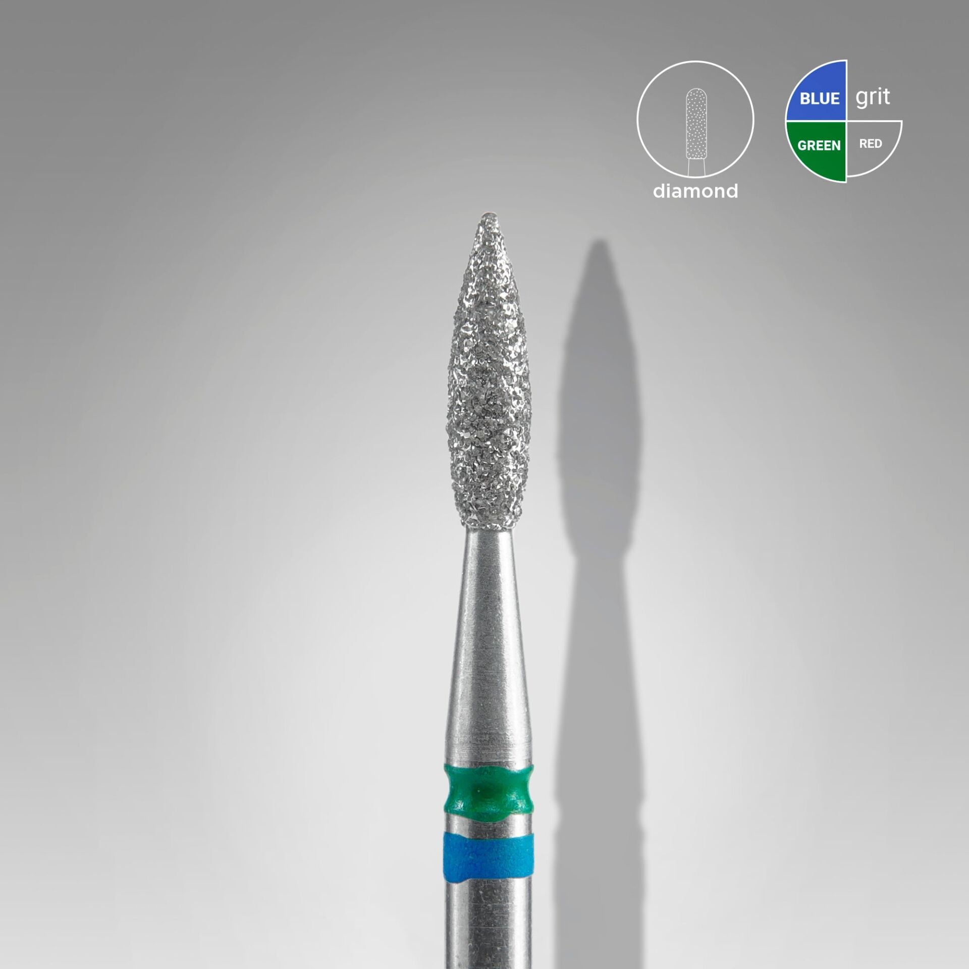 STALEKS EXPERT Elmas freze DUO ''alev'' mavi-yeşil, çap 2,1 mm, çalışma kısmı 8 mm