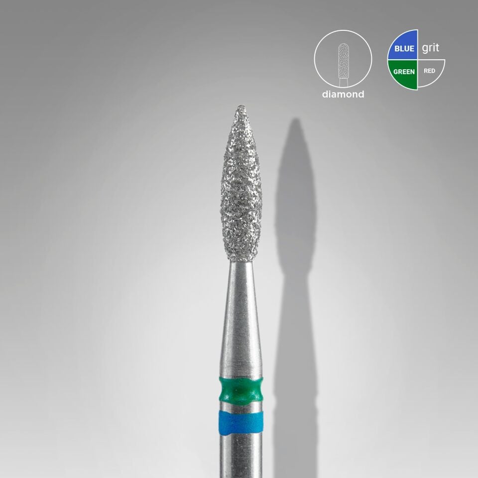 STALEKS EXPERT Elmas freze DUO ''alev'' mavi-yeşil, çap 2,1 mm, çalışma kısmı 8 mm