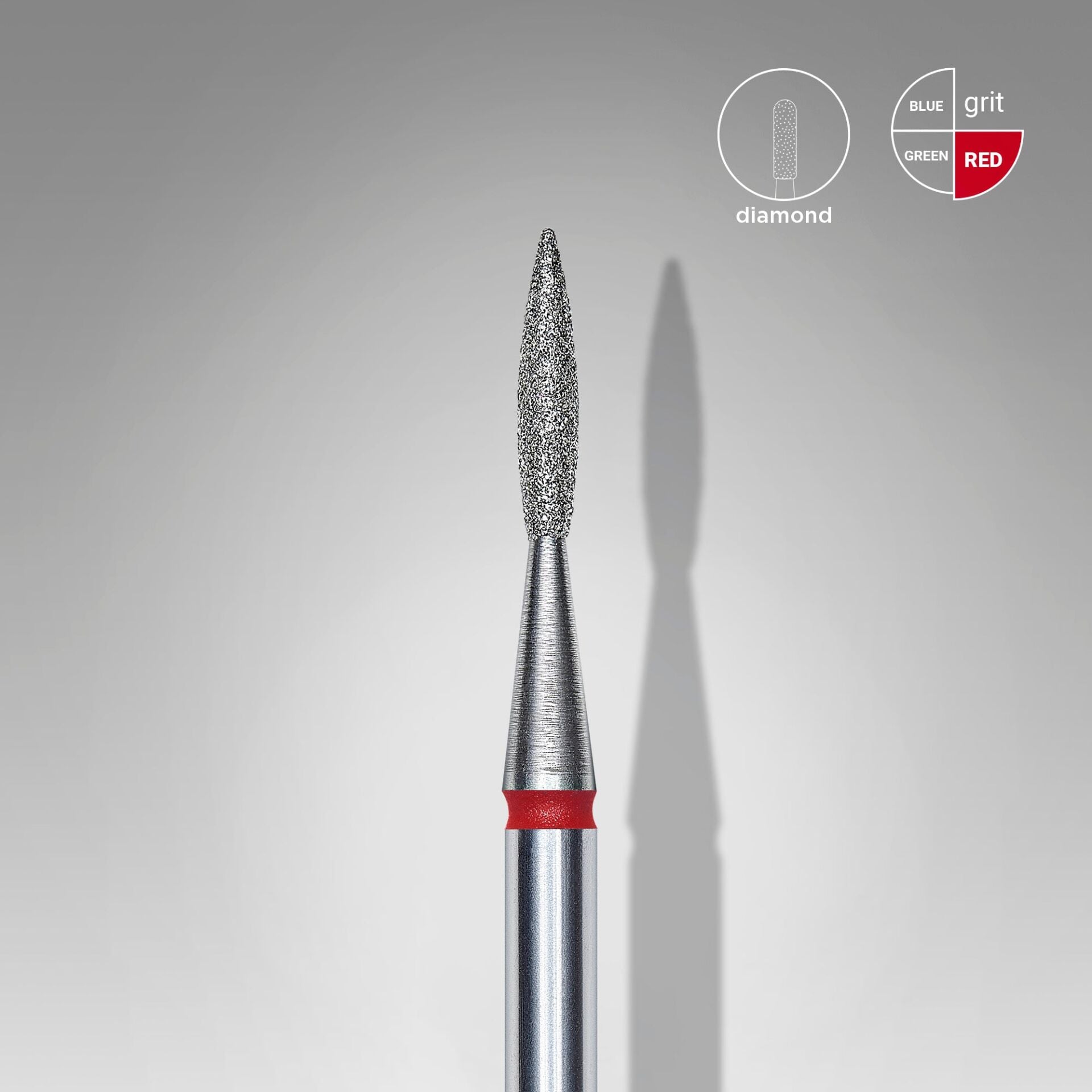 STALEKS EXPERT Elmas freze sivri alev kırmızı, çap 1,6 mm, çalışma kısmı 8 mm
