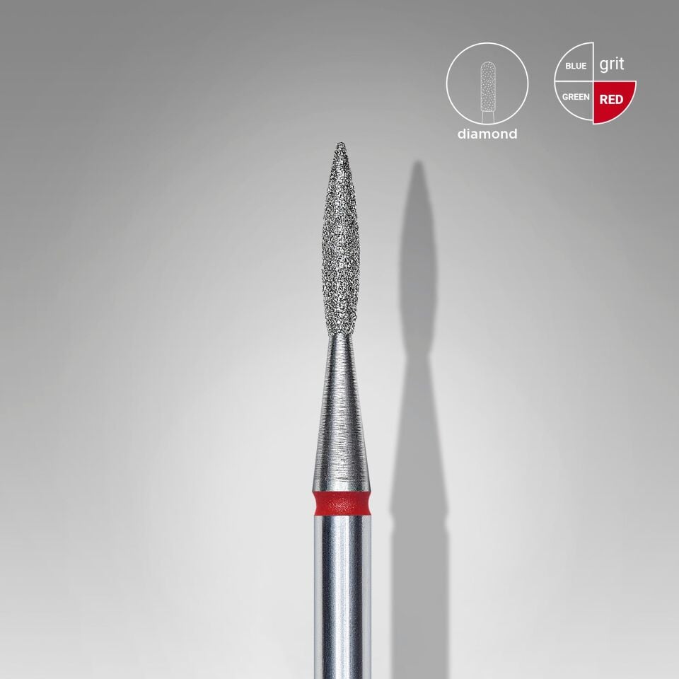 STALEKS EXPERT Elmas freze sivri alev kırmızı, çap 1,6 mm, çalışma kısmı 8 mm
