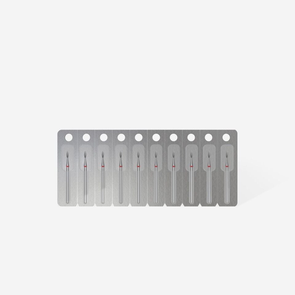 STALEKS EXPERT Elmas freze sivri alev kırmızı, çap 1,8 mm, çalışma kısmı 8 mm
