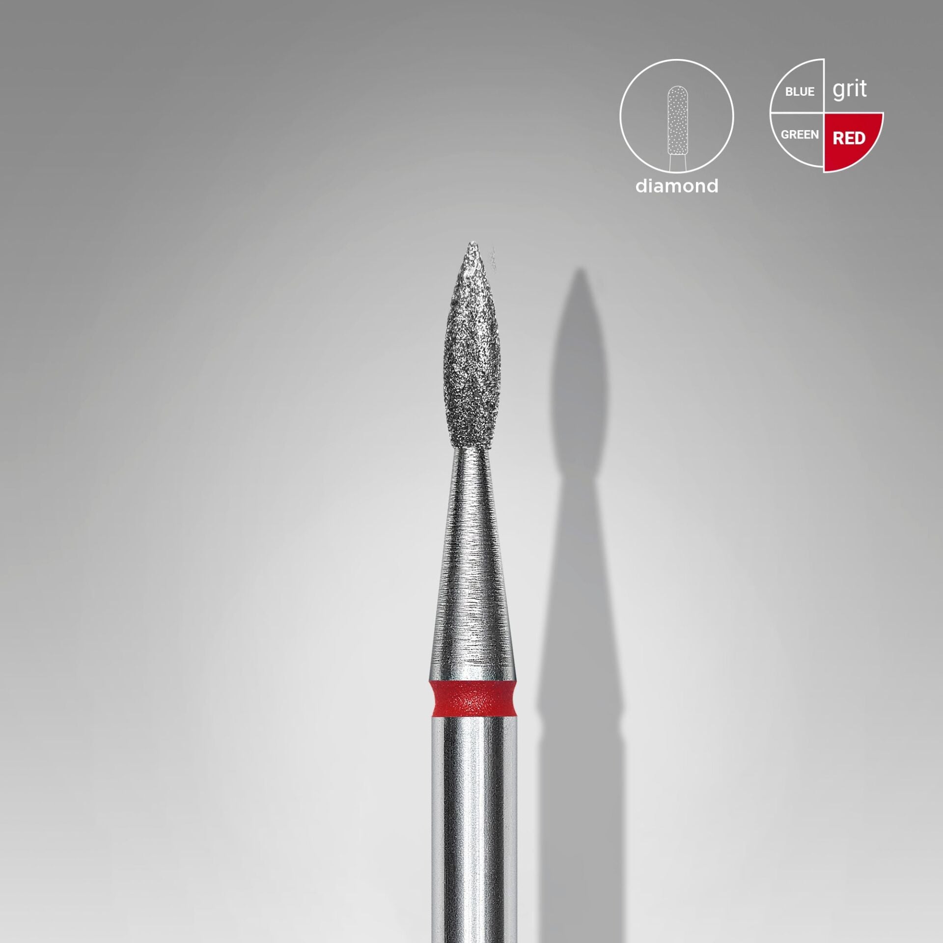 STALEKS EXPERT Elmas freze sivri alev kırmızı, çap 1,8 mm, çalışma kısmı 8 mm