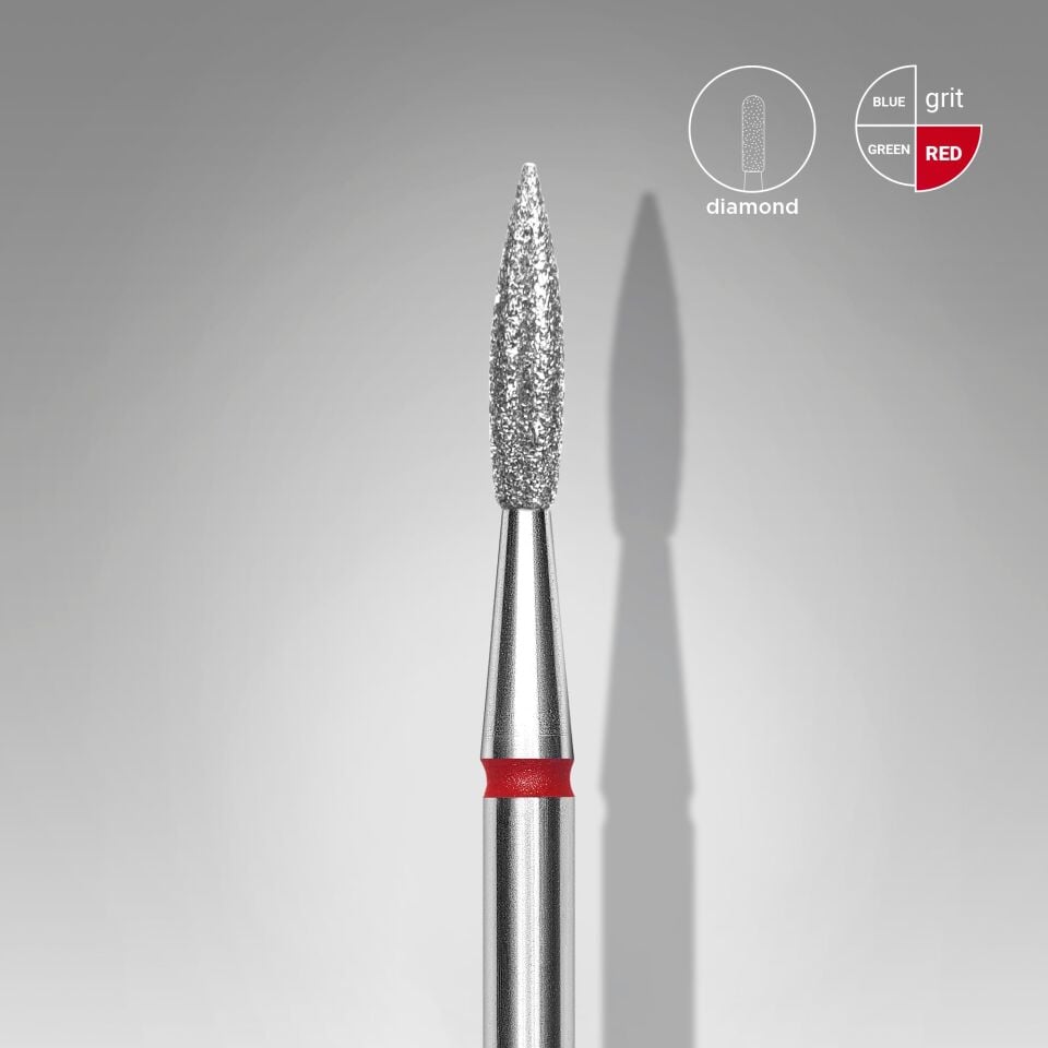 STALEKS EXPERT Elmas freze sivri alev kırmızı, çap 2,3 mm, çalışma kısmı 8 mm