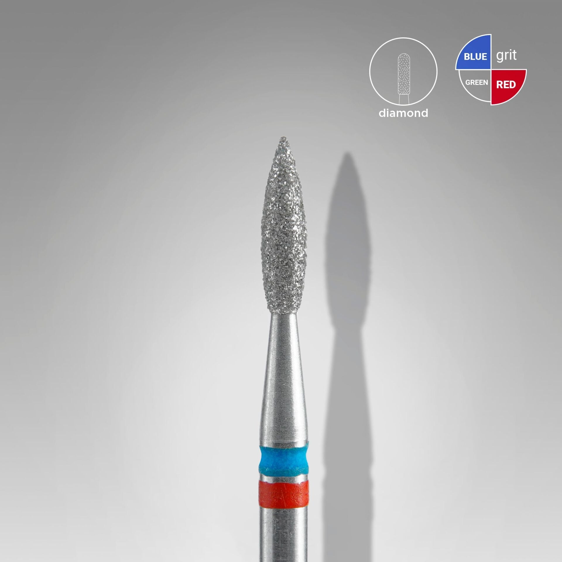 STALEKS EXPERT Elmas freze DUO ''alev'' kırmızı-mavi, çap 2,1 mm, çalışma kısmı 8 mm