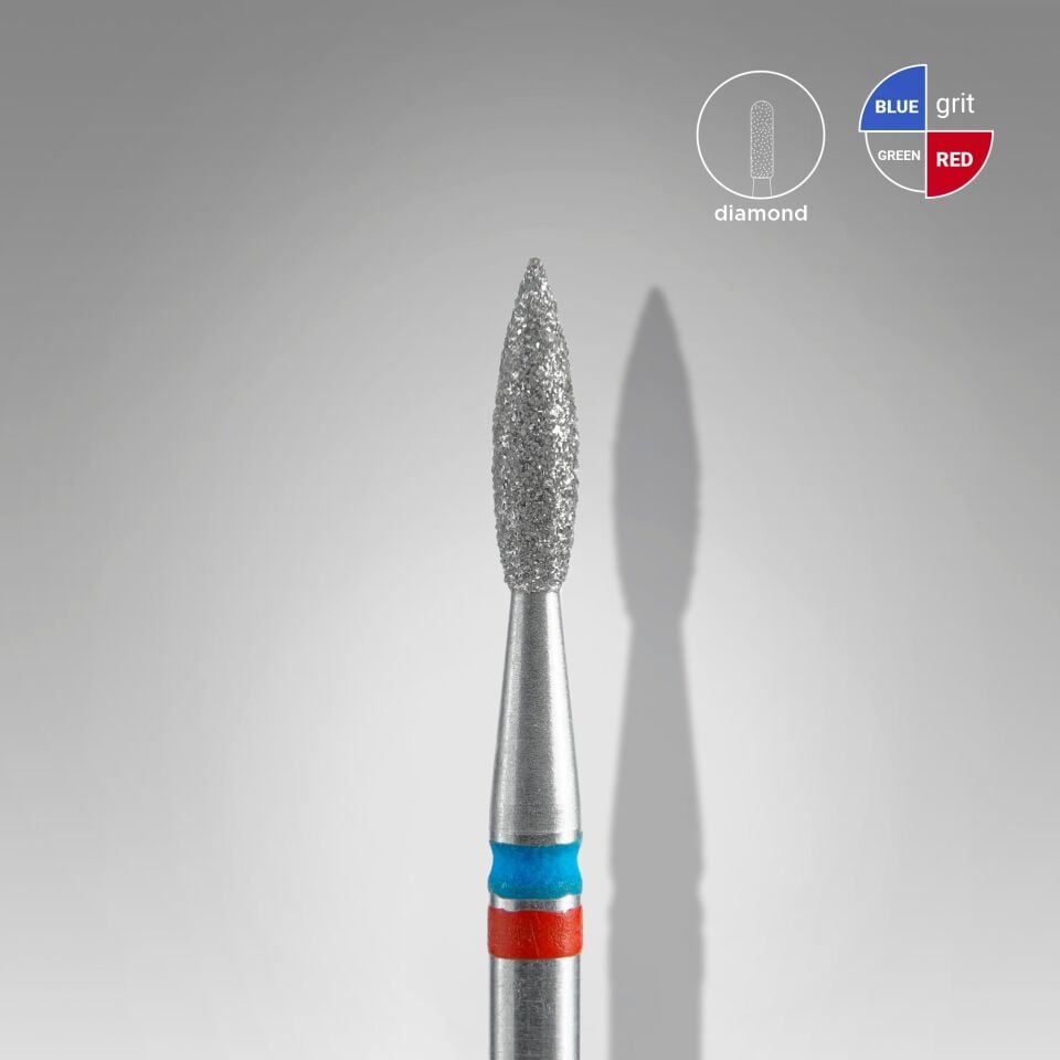 STALEKS EXPERT Elmas freze DUO ''alev'' kırmızı-mavi, çap 2,1 mm, çalışma kısmı 8 mm