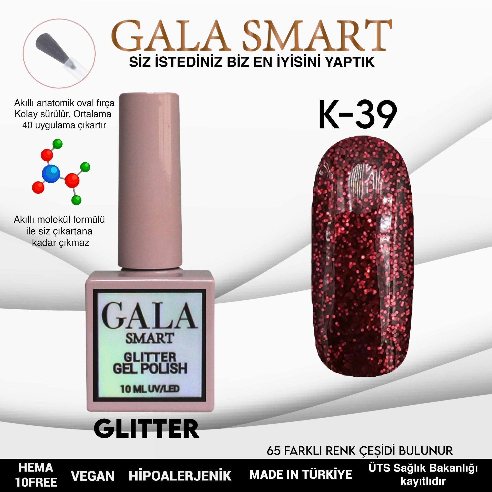 GALA GLITTER KALICI OJE 10ml K39