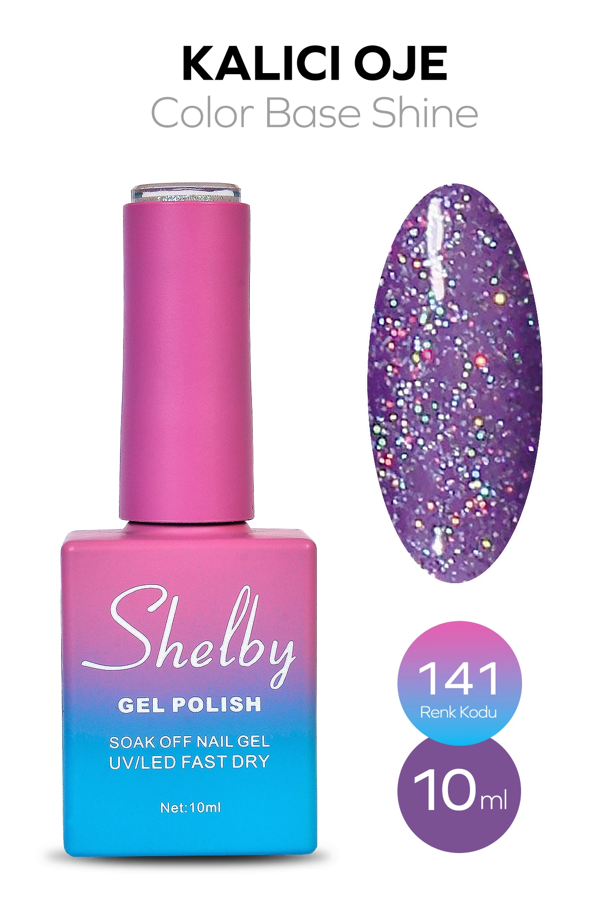 SHELBY 10 ML. A141 RENKLİ IŞILTILI KALICI OJE