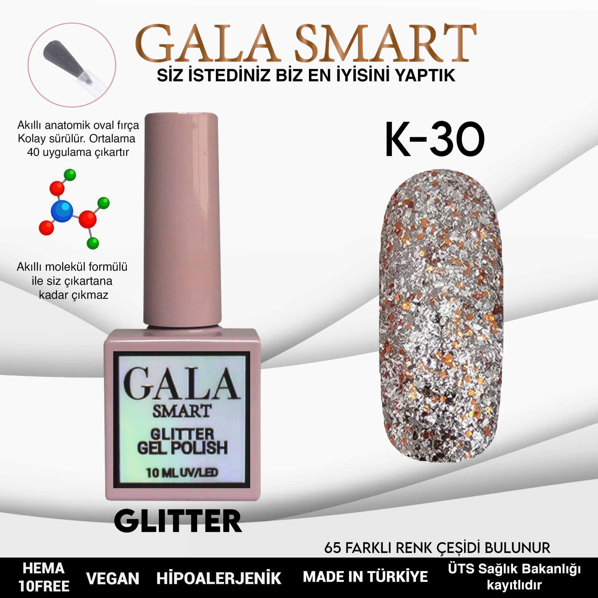 GALA GLITTER KALICI OJE 10ml K30