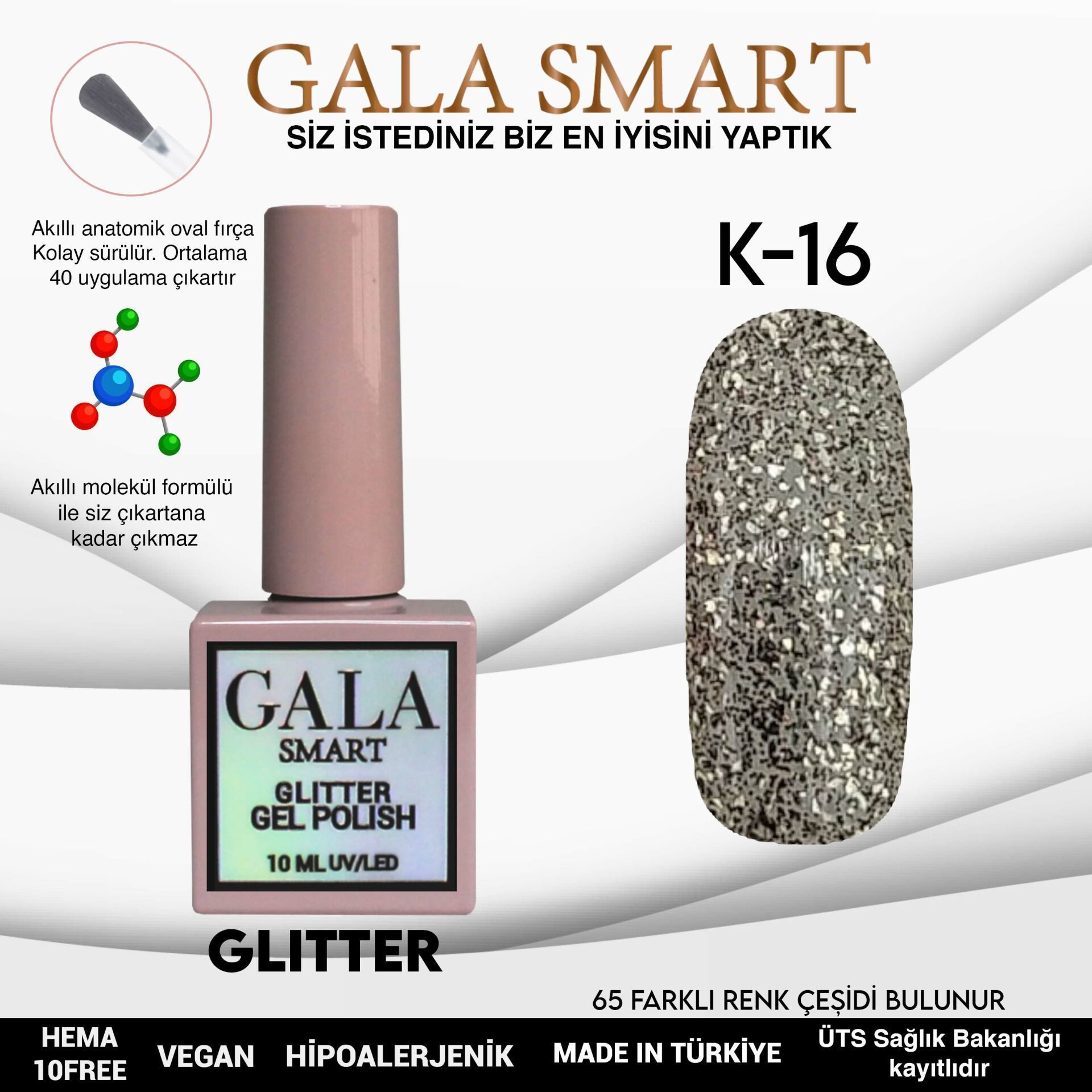GALA GLITTER KALICI OJE 10ml K16
