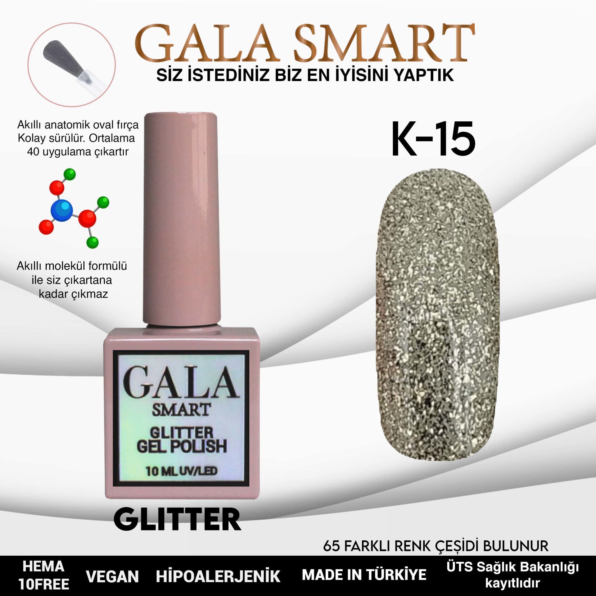 GALA GLITTER KALICI OJE 10ml K15