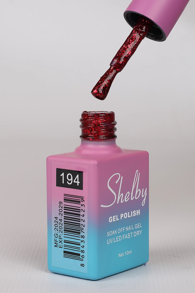 SHELBY 10 ML. A194 IŞILTILI KIRMIZI KALICI OJE