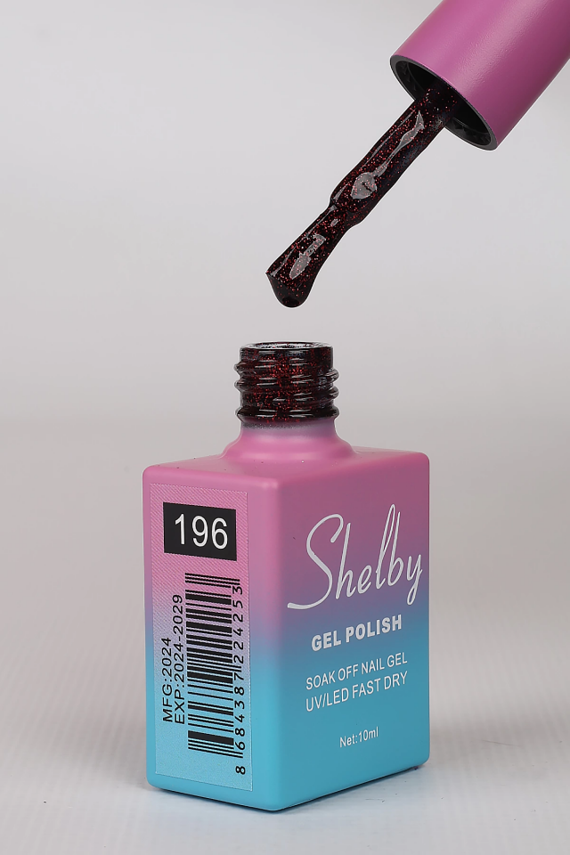 SHELBY 10 ML. A196 IŞILTILI KIRMIZI KALICI OJE