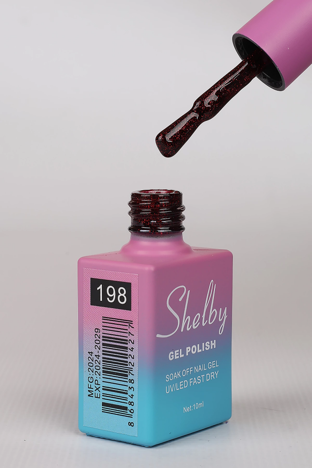 SHELBY 10 ML. A198 IŞILTILI KIRMIZI KALICI OJE