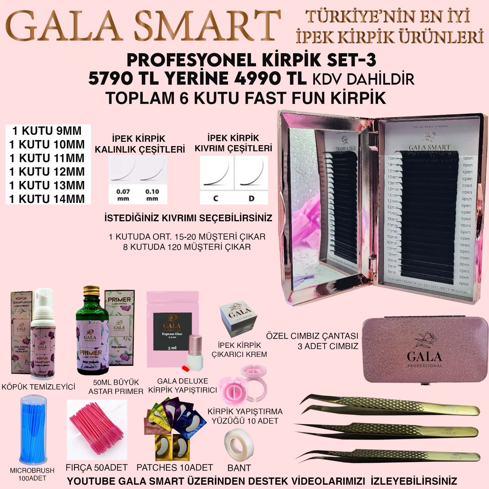GALA PROFOSYONEL İPEK KİRPİK EKSİKSİZ SET 3