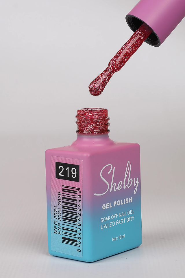 SHELBY 10 ML.  A219 IŞILTILI RENKLİ KALICI OJE