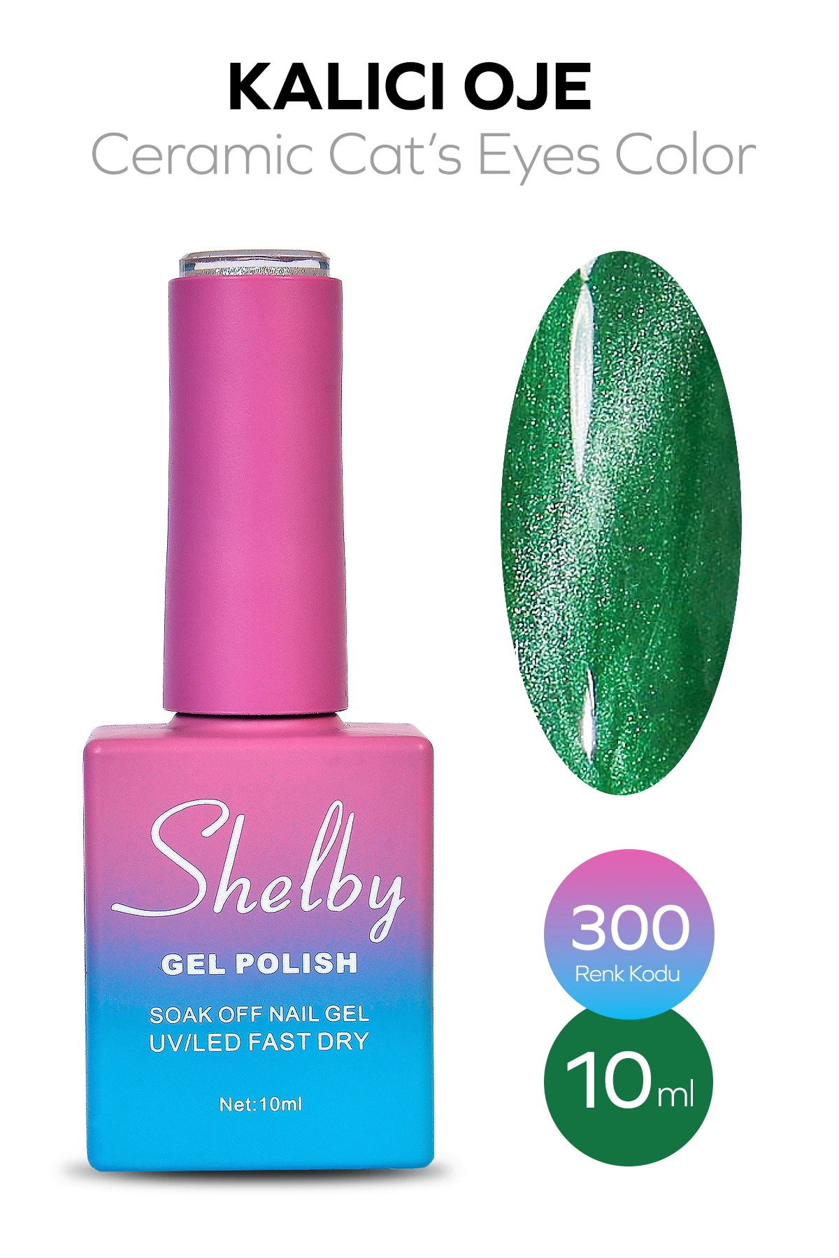 SHELBY 10 ML.  A300 SERAMİK KEDİ GÖZÜ KALICI OJE