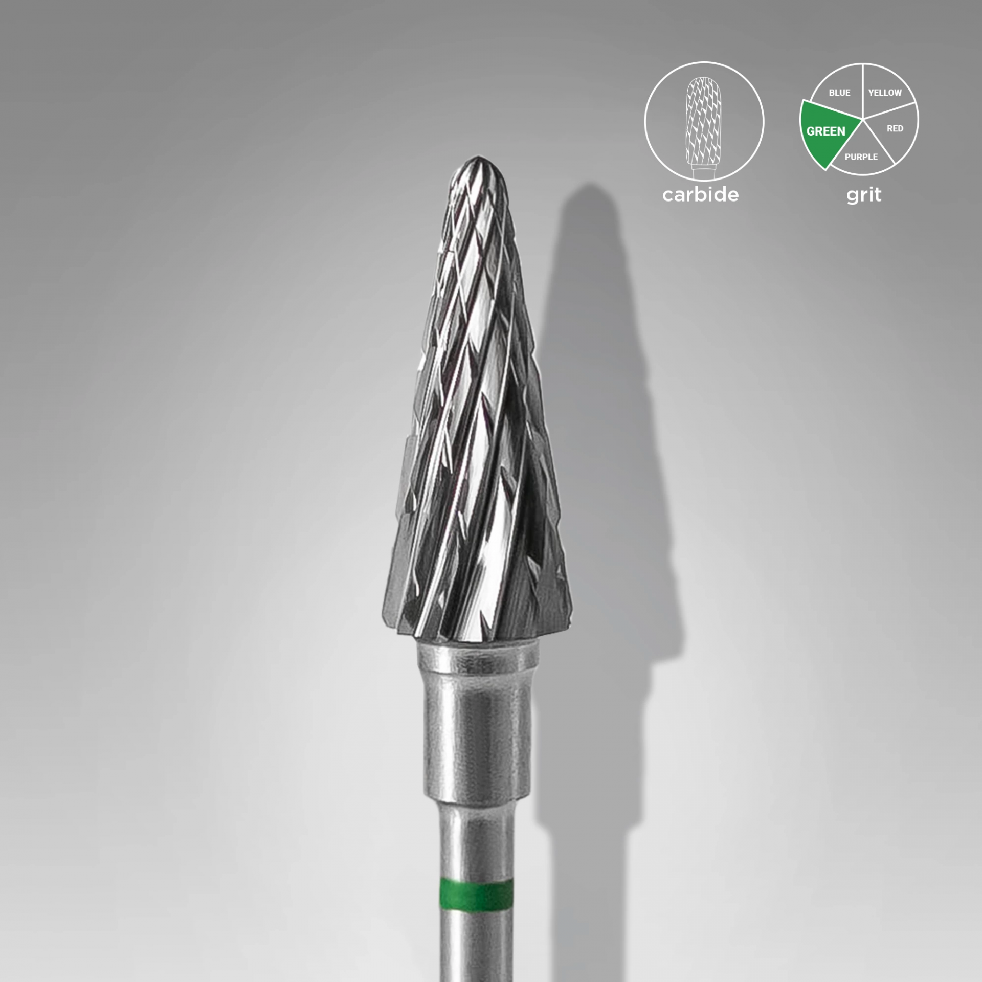 Sert Alaşım Koni Freze, Yeşil, Çap 6 mm / Çalışma Kısmı 14 mm