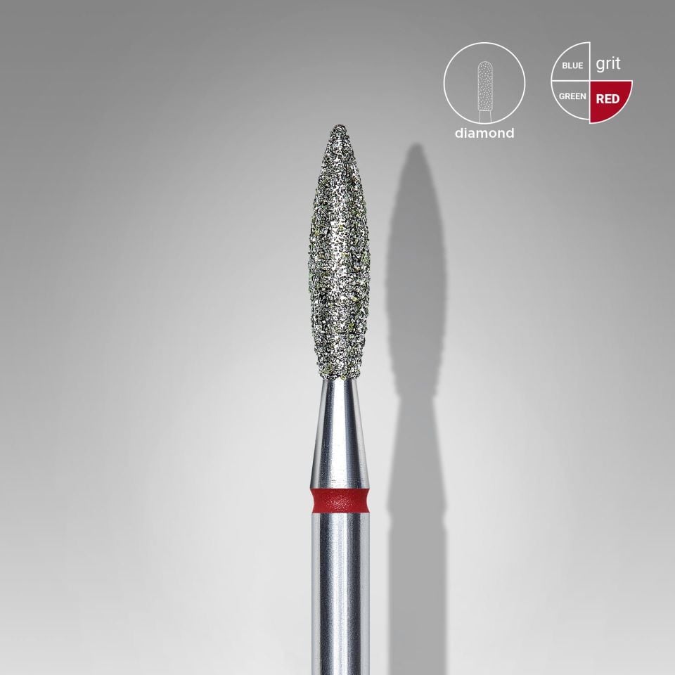 STALEKS Elmas Alev Freze, Kırmızı, Çap 2,3 mm, Çalışma Kısmı 10 mm