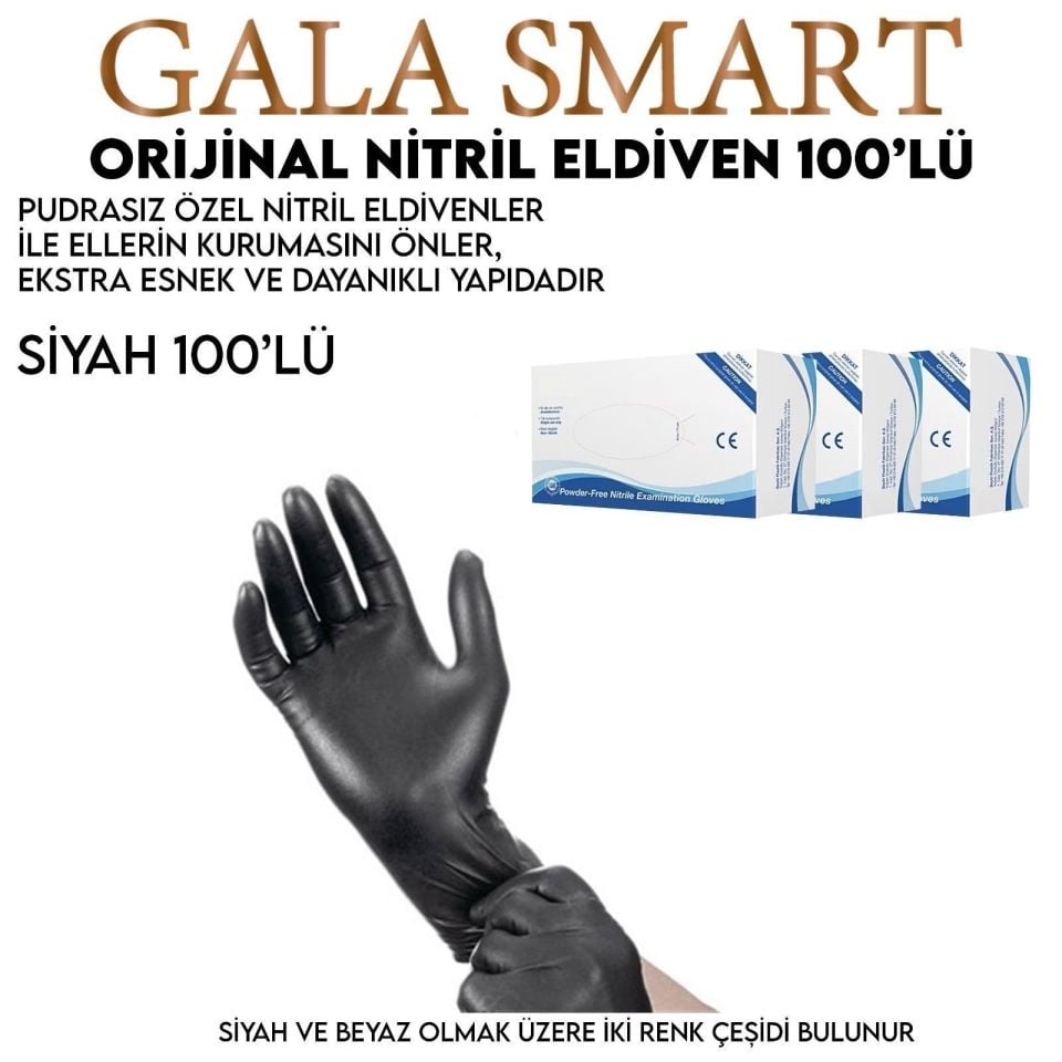 NİTRİL ELDİVEN 100 LÜ PAKET - SİYAH RENK - M BEDEN