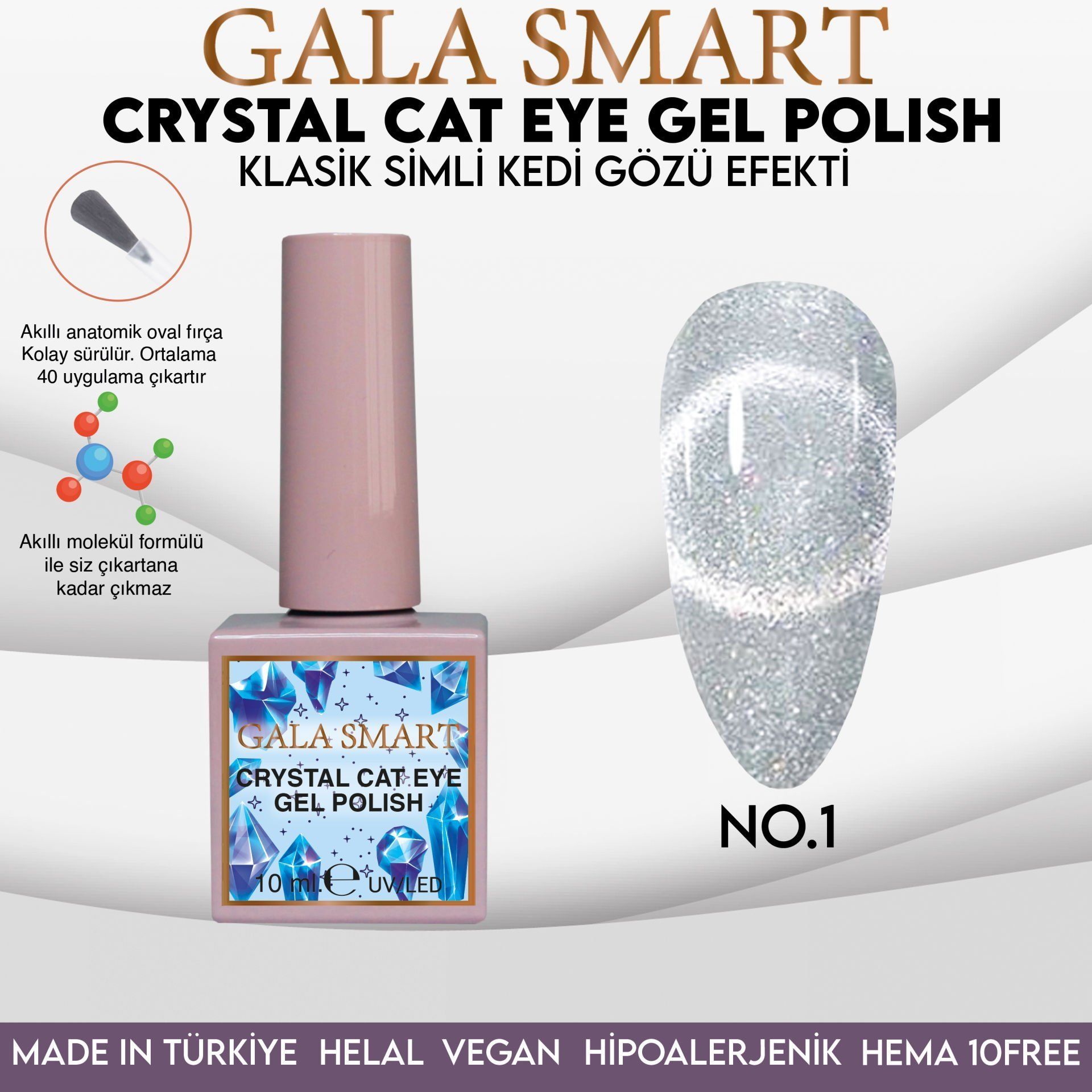 CRYSTAL CAT EYE GEL POLISH 10 ML NO:01
