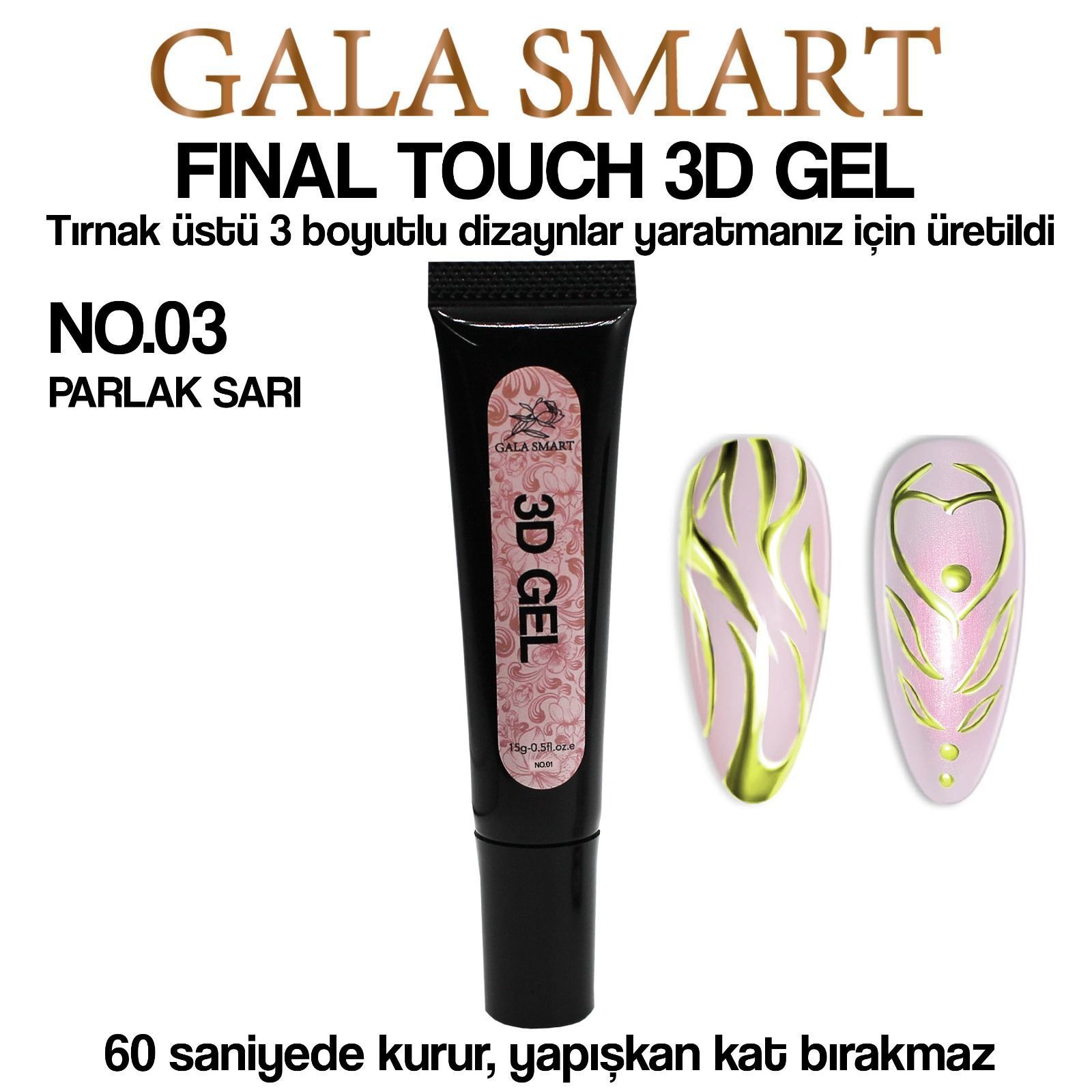 3D TIRNAK TASARIM JELİ NO:03 PARLAK SARI