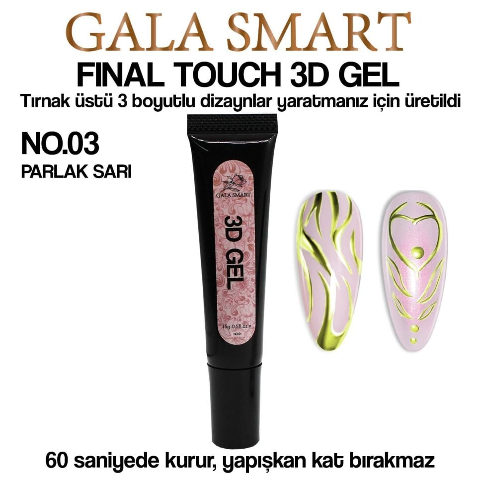 3D TIRNAK TASARIM JELİ NO:03 PARLAK SARI